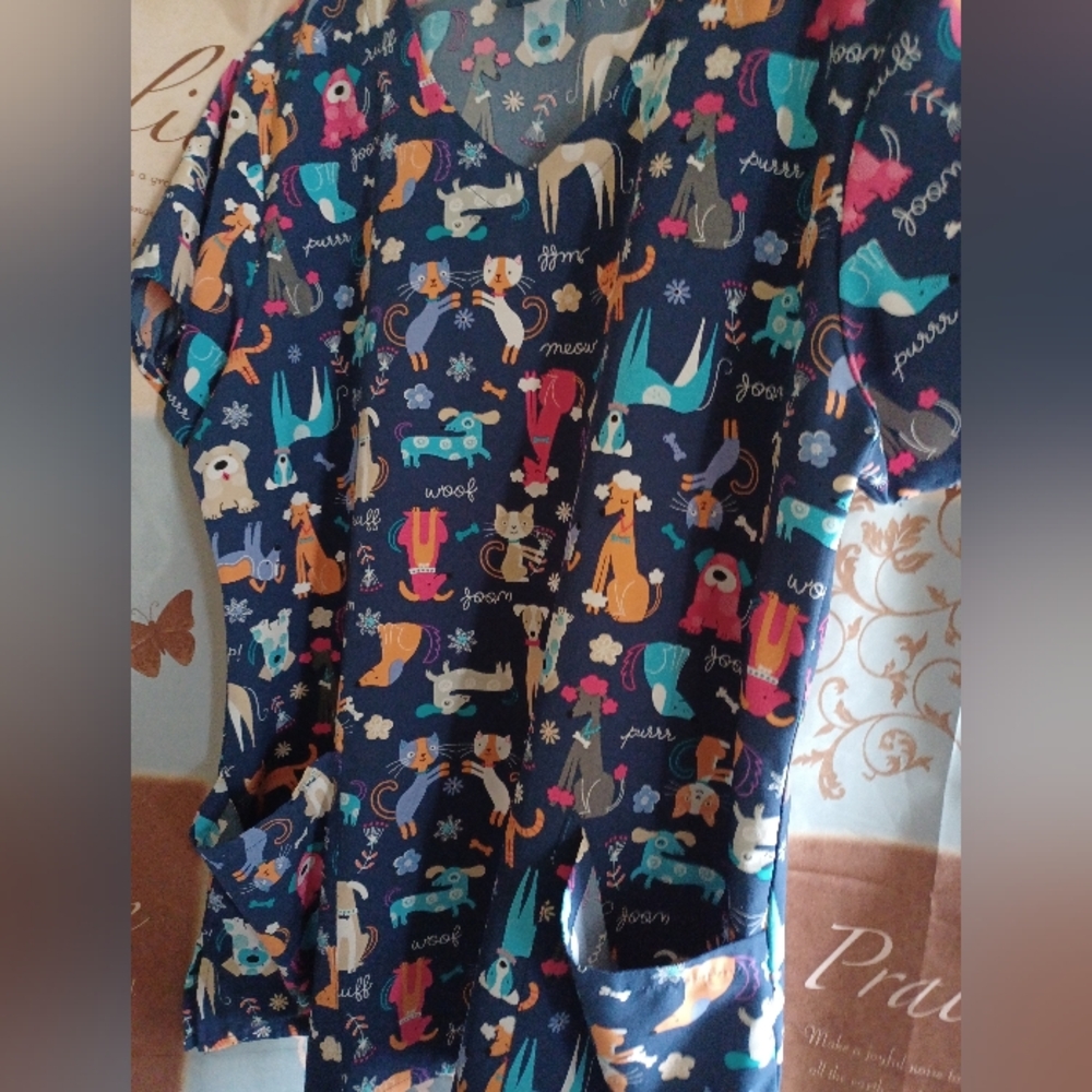 Animal Print Scrub Top